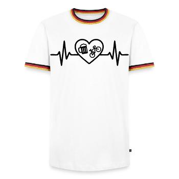 Herz Fahrrad Bier - Männer Kontrast-T-Shirt - Weiß/Dreifarbig - Vorne - AI Model Female 172 light (172cm) & AI Model Male 185 light (185cm)