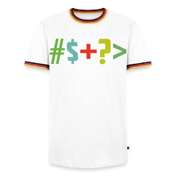 Caractère spécial - T-shirt contrasté Homme - blanc/tricolore - Devant - AI Model Female 172 light (172cm) & AI Model Male 185 light (185cm)