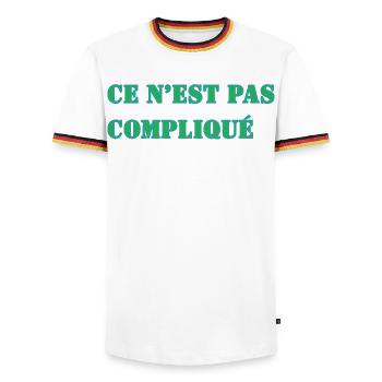 CE N’EST PAS COMPLIQUÉ - T-shirt contrasté Homme - blanc/tricolore - Devant - AI Model Female 172 light (172cm) & AI Model Male 185 light (185cm)
