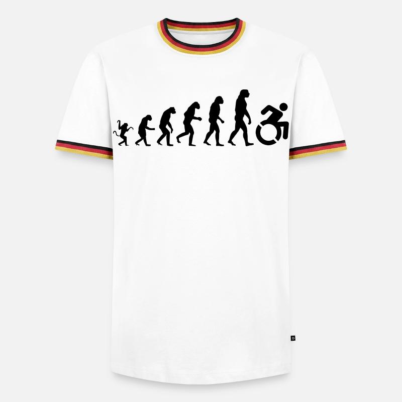 Evolution des Rollstuhls * - Männer Kontrast-T-Shirt - Weiß/Dreifarbig