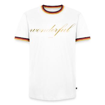 Merveilleux - T-shirt contrasté Homme - blanc/tricolore - Devant - AI Model Female 172 light (172cm) & AI Model Male 185 light (185cm)
