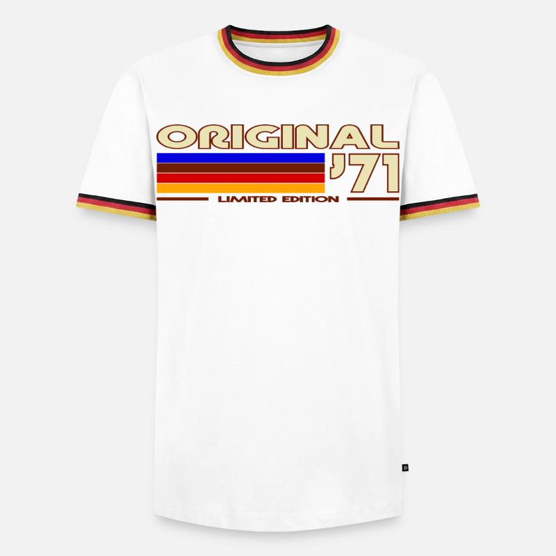 Originales 71 Rainbow Retro-Abzeichen - Männer Kontrast-T-Shirt - Weiß/Dreifarbig