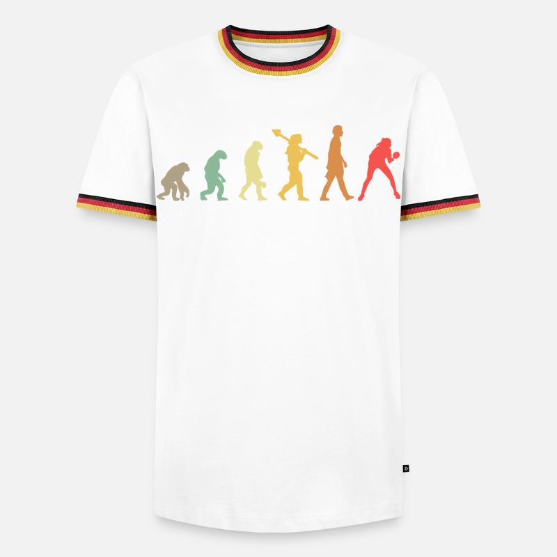 Table Tennis Evolution - Männer Kontrast-T-Shirt - Weiß/Dreifarbig