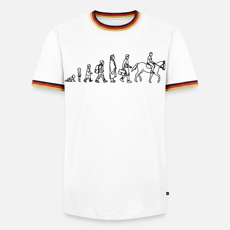 Evolution vom Kind zum Reiter - Männer Kontrast-T-Shirt - Weiß/Dreifarbig