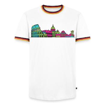 Rome City Skyline Colosseum Modern Line Art - Men's Ringer Shirt - white/tricolour - Front - AI Model Female 172 light (172cm) & AI Model Male 185 light (185cm)