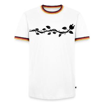 Garland leaves, which ends in a plug. - Men's Ringer Shirt - white/tricolour - Front - AI Model Female 172 light (172cm) & AI Model Male 185 light (185cm)