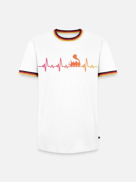 Sunset Heartbeat Train Locomotive Train - Men's Ringer Shirt - white/tricolour