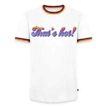 C’est chaud ! – Style dégradé rétro - T-shirt contrasté Homme - blanc/tricolore - Devant - AI Model Female 172 light (172cm) & AI Model Male 185 light (185cm)
