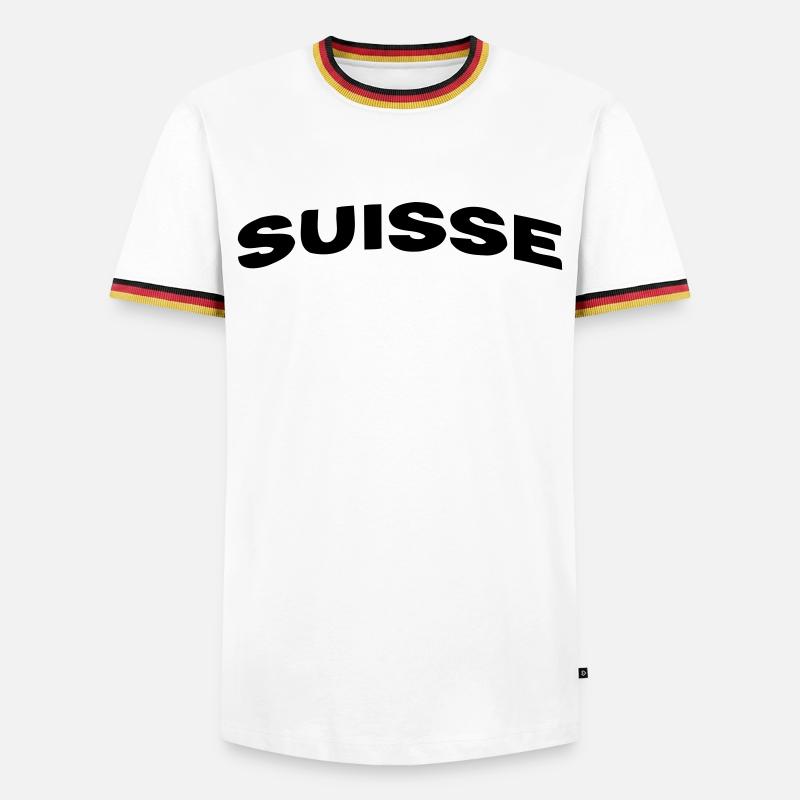 Schweiz - Männer Kontrast-T-Shirt - Weiß/Dreifarbig