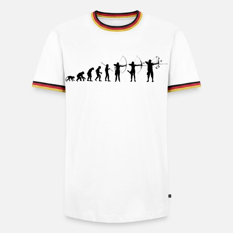 ArcheryKind_2026_Bk - Männer Kontrast-T-Shirt - Weiß/Dreifarbig