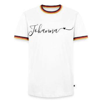 Johanna Name Vorname Dekorativ - Männer Kontrast-T-Shirt - Weiß/Dreifarbig - Vorne - AI Model Female 172 light (172cm) & AI Model Male 185 light (185cm)