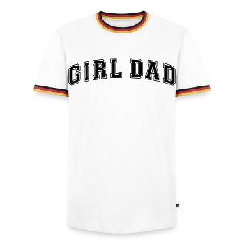 Fille Papa Père d’une fille Papa Fête des Pères - T-shirt contrasté Homme - blanc/tricolore - Devant - AI Model Female 172 light (172cm) & AI Model Male 185 light (185cm)
