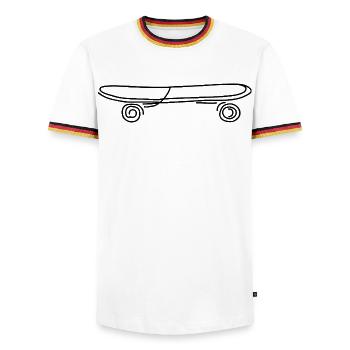 Skateboard - Männer Kontrast-T-Shirt - Weiß/Dreifarbig - Vorne - AI Model Female 172 light (172cm) & AI Model Male 185 light (185cm)