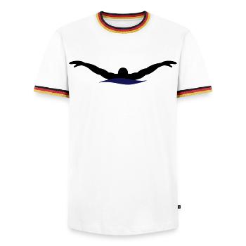 natation - T-shirt contrasté Homme - blanc/tricolore - Devant - AI Model Female 172 light (172cm) & AI Model Male 185 light (185cm)