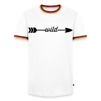 Sauvage - T-shirt contrasté Homme - blanc/tricolore - Devant - AI Model Female 172 light (172cm) & AI Model Male 185 light (185cm)