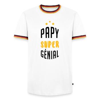 Papy Papi Grand-Père Retraite famille - T-shirt contrasté Homme - blanc/tricolore - Devant - AI Model Female 172 light (172cm) & AI Model Male 185 light (185cm)