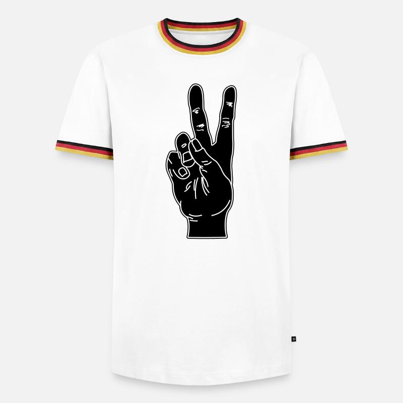 Schwarze Handgeste Frieden - Männer Kontrast-T-Shirt - Weiß/Dreifarbig