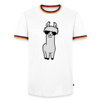 Lunettes de soleil Cool Lama Alpaga Souriant Drôle - T-shirt contrasté Homme - blanc/tricolore - Devant - AI Model Female 172 light (172cm) & AI Model Male 185 light (185cm)