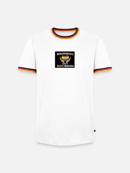 Human rights instead of right-wing people - Men's Ringer Shirt - white/tricolour