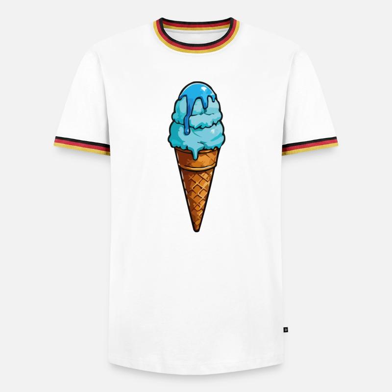 Blaues Eiscreme Cartoon Eiswaffel - Männer Kontrast-T-Shirt - Weiß/Dreifarbig