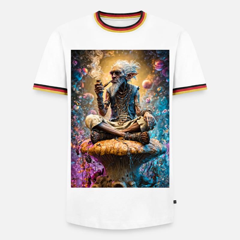 Psychedelic Goblin Sage on Mushroom - Men's Ringer Shirt - white/tricolour