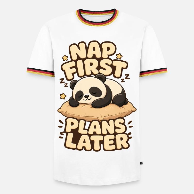 Nap First Plans Later Panda - Männer Kontrast-T-Shirt - Weiß/Dreifarbig