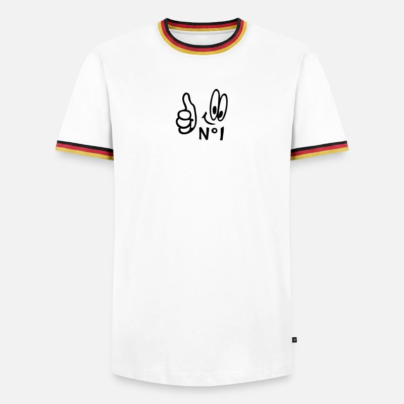 Number One, Comic - Männer Kontrast-T-Shirt - Weiß/Dreifarbig
