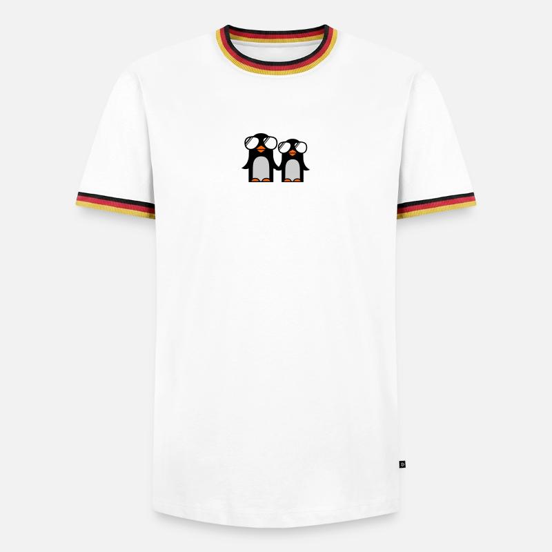 funky pinguine - Männer Kontrast-T-Shirt - Weiß/Dreifarbig