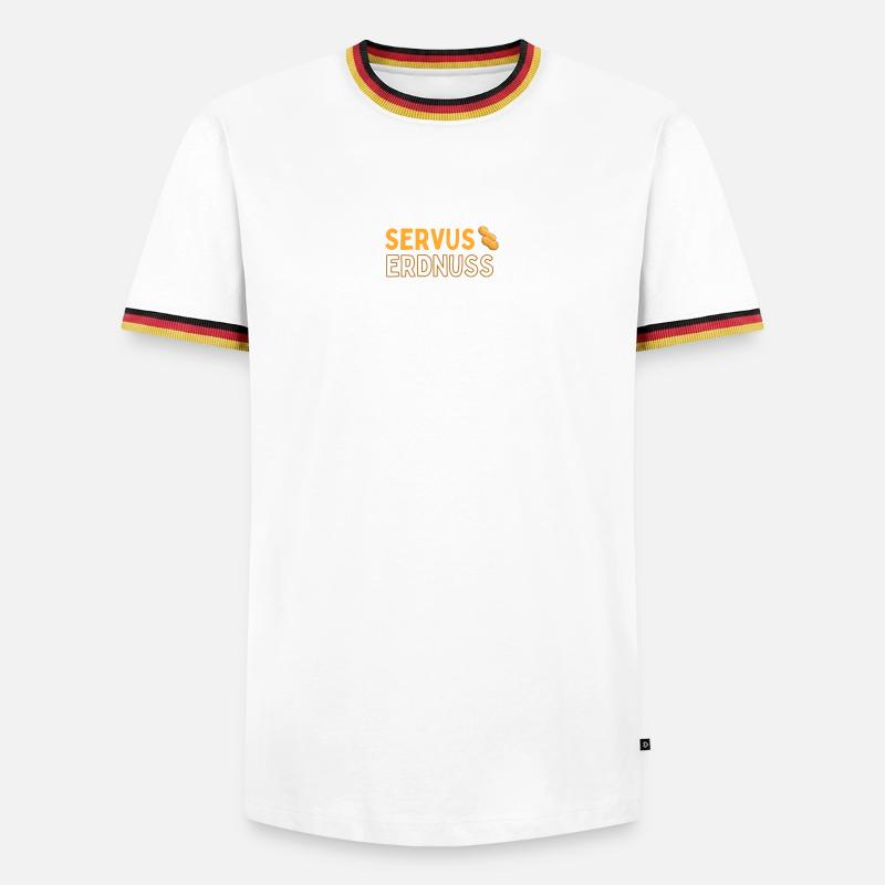 Servus Erdnuss - Männer Kontrast-T-Shirt - Weiß/Dreifarbig