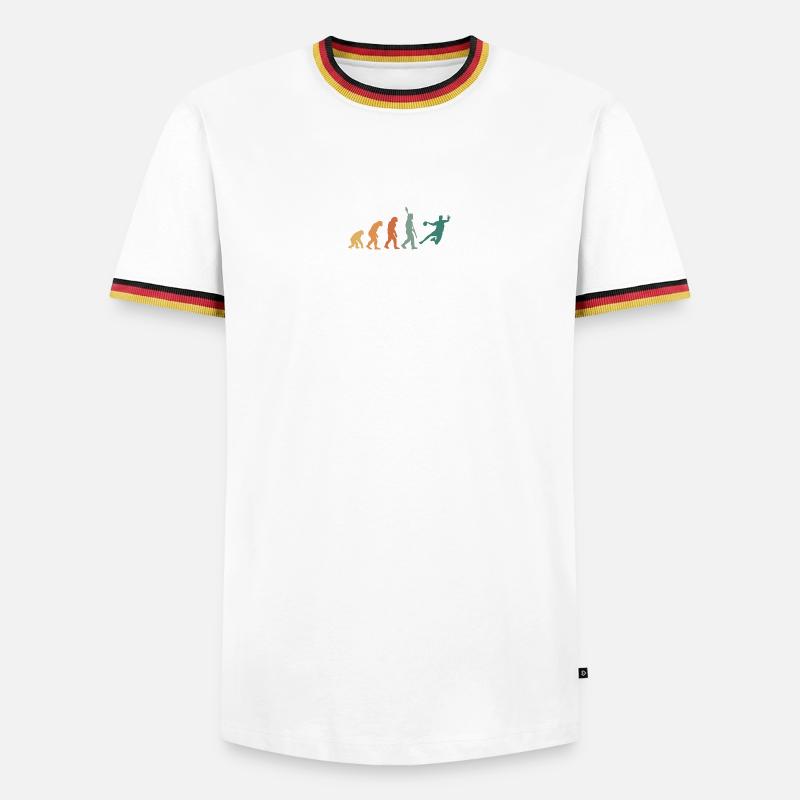 Evolution Handball Retro - Männer Kontrast-T-Shirt - Weiß/Dreifarbig