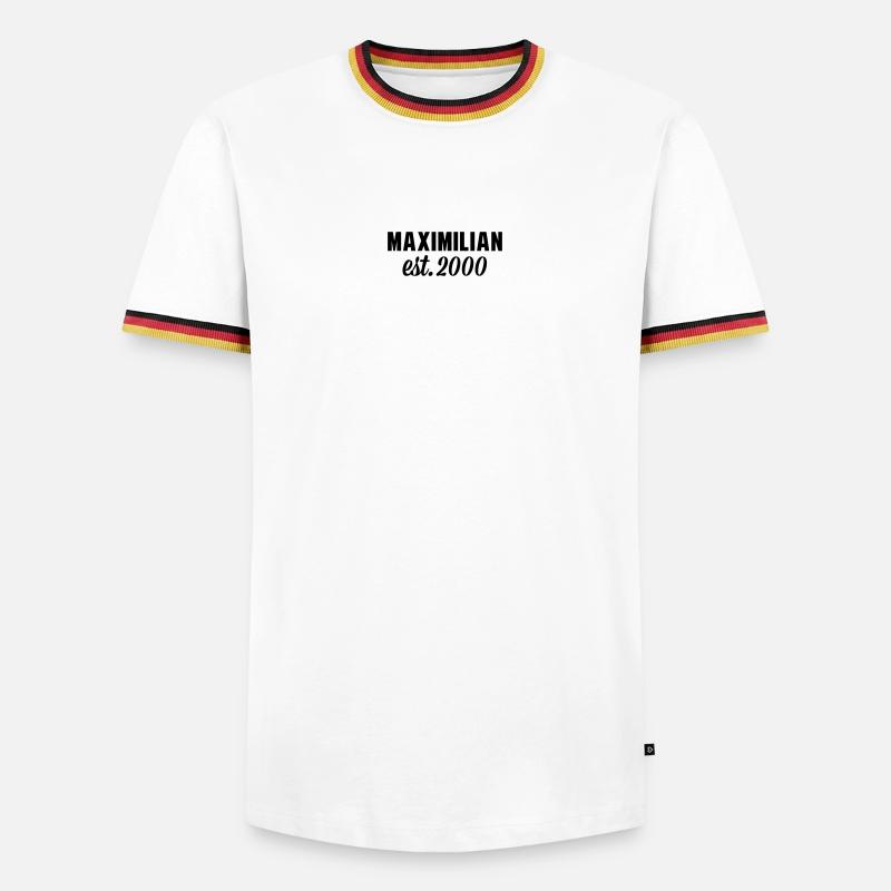 Maximilian est 2000 - Männer Kontrast-T-Shirt - Weiß/Dreifarbig