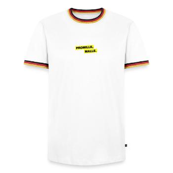 Promille, Malle - Männer Kontrast-T-Shirt - Weiß/Dreifarbig - Vorne - AI Model Female 172 light (172cm) & AI Model Male 185 light (185cm)