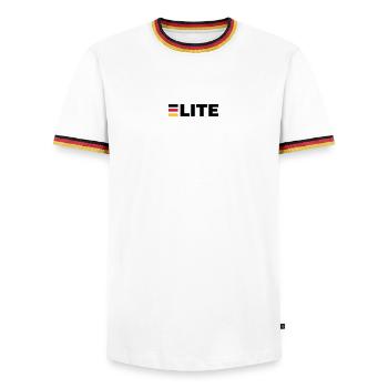 Deutschland Elite - Männer Kontrast-T-Shirt - Weiß/Dreifarbig - Vorne - AI Model Female 172 light (172cm) & AI Model Male 185 light (185cm)