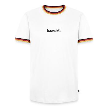 Frauenfeld Koordinaten Thurgau Thurgauer - Männer Kontrast-T-Shirt - Weiß/Dreifarbig - Vorne - AI Model Female 172 light (172cm) & AI Model Male 185 light (185cm)