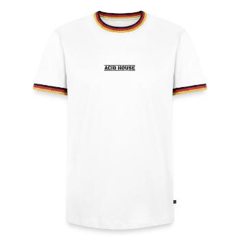 Acid House - Men's Ringer Shirt - white/tricolour - Front - AI Model Female 172 light (172cm) & AI Model Male 185 light (185cm)