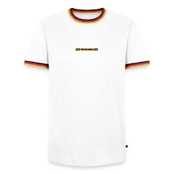 Time for Crime - Männer Kontrast-T-Shirt - Weiß/Dreifarbig - Vorne - AI Model Female 172 light (172cm) & AI Model Male 185 light (185cm)