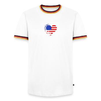 Heart US Flag - Men's Ringer Shirt - white/tricolour - Front - AI Model Female 172 light (172cm) & AI Model Male 185 light (185cm)