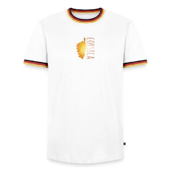 Corsica - Männer Kontrast-T-Shirt - Weiß/Dreifarbig - Vorne - AI Model Female 172 light (172cm) & AI Model Male 185 light (185cm)
