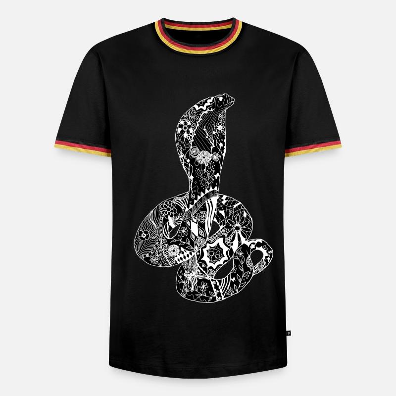 Patchwork Cobra - Männer Kontrast-T-Shirt - Schwarz/Dreifarbig