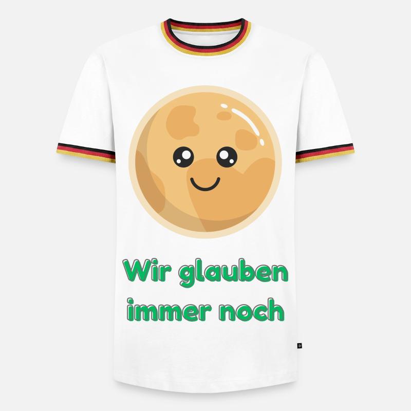Wir glauben immer noch mit Pluto - Männer Kontrast-T-Shirt - Weiß/Dreifarbig
