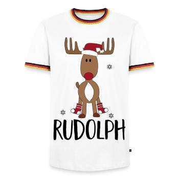 Weihnachten - Männer Kontrast-T-Shirt - Weiß/Dreifarbig - Vorne - AI Model Female 172 light (172cm) & AI Model Male 185 light (185cm)
