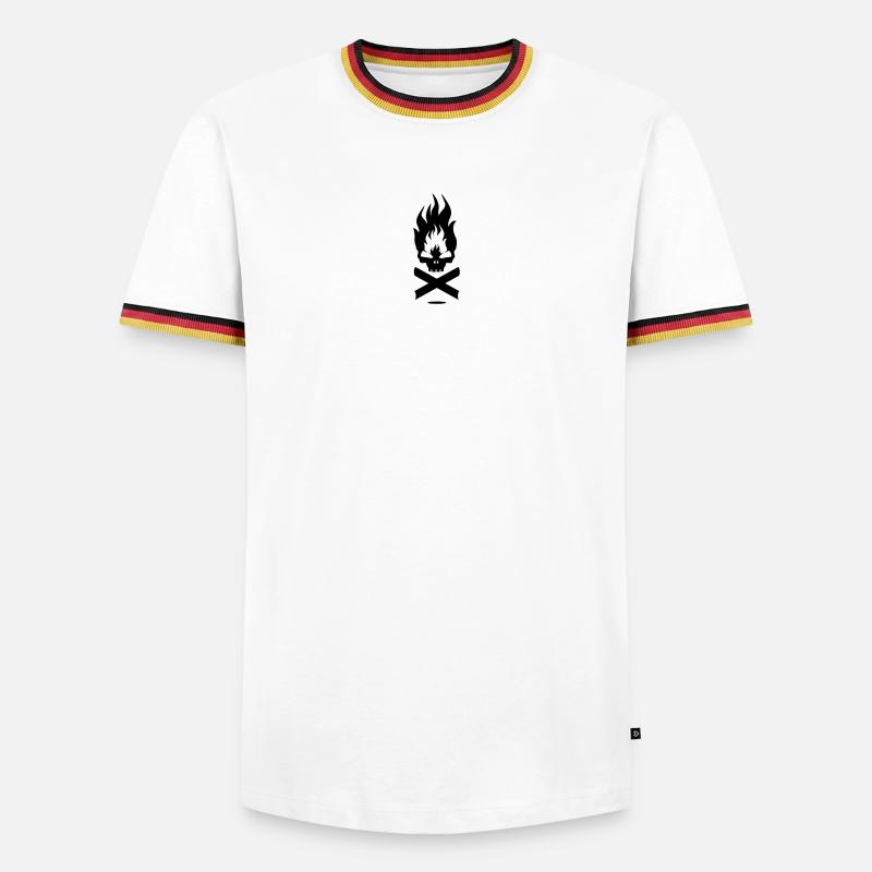 A fire symbol with skull - Men's Ringer Shirt - white/tricolour