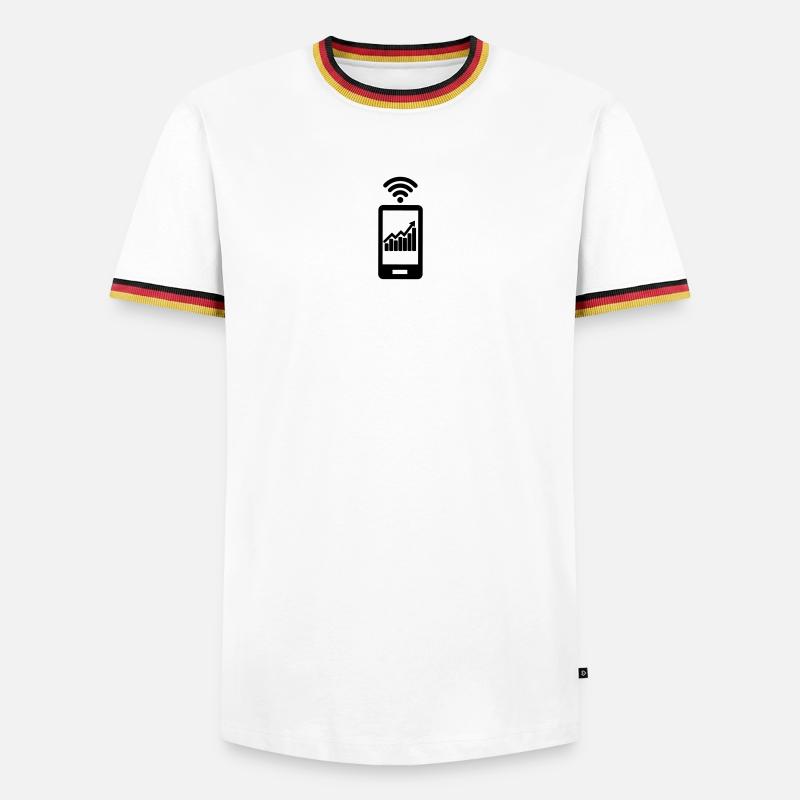 Chart stocks with smartphone - Men's Ringer Shirt - white/tricolour