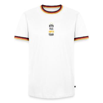 Beau Fils - Beau-Fils - Famille - Mariage - Tshirt - Men's Ringer Shirt - white/tricolour - Front - AI Model Female 172 light (172cm) & AI Model Male 185 light (185cm)