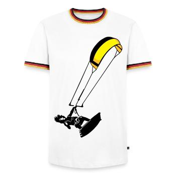 kite-surf - Men's Ringer Shirt - white/tricolour - Front - AI Model Female 172 light (172cm) & AI Model Male 185 light (185cm)