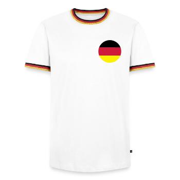 Deutschland - Männer Kontrast-T-Shirt - Weiß/Dreifarbig - Vorne - AI Model Female 172 light (172cm) & AI Model Male 185 light (185cm)