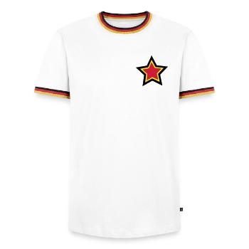 Stern - Männer Kontrast-T-Shirt - Weiß/Dreifarbig - Vorne - AI Model Female 172 light (172cm) & AI Model Male 185 light (185cm)