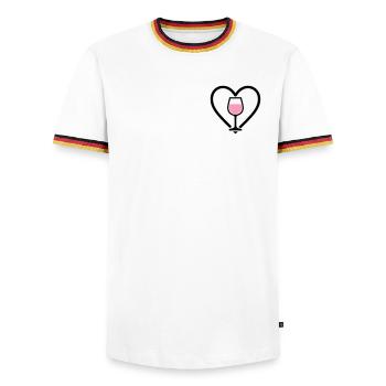 Herz + Roséwein – Rosé Lover - Männer Kontrast-T-Shirt - Weiß/Dreifarbig - Vorne - AI Model Female 172 light (172cm) & AI Model Male 185 light (185cm)