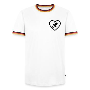 Herz + Kinderbetreuung / Nanny Super Nanny - Männer Kontrast-T-Shirt - Weiß/Dreifarbig - Vorne - AI Model Female 172 light (172cm) & AI Model Male 185 light (185cm)