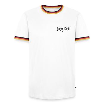 BEWEG DICH MOTIVATION SPRÜCHE - ERFOLG - SPORT - Männer Kontrast-T-Shirt - Weiß/Dreifarbig - Vorne - AI Model Female 172 light (172cm) & AI Model Male 185 light (185cm)